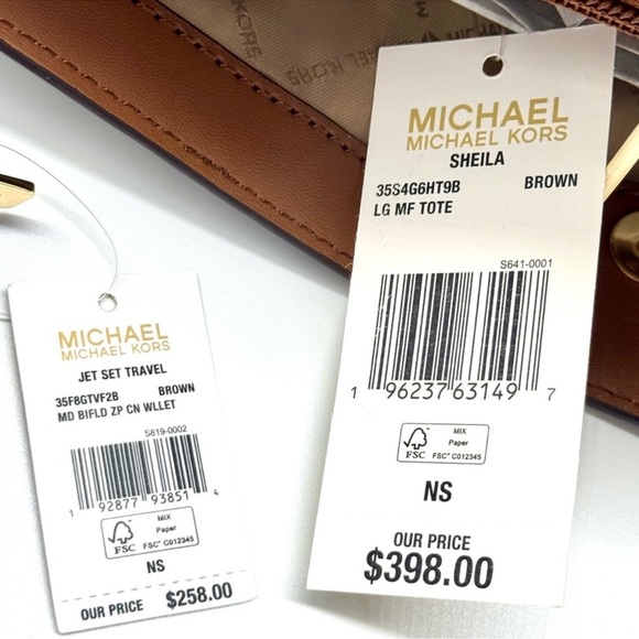 Michael Kors Sheila Large Signature Logo Tote Bag & Matching Bifold Wallet Brown - Picture 13 of 13
